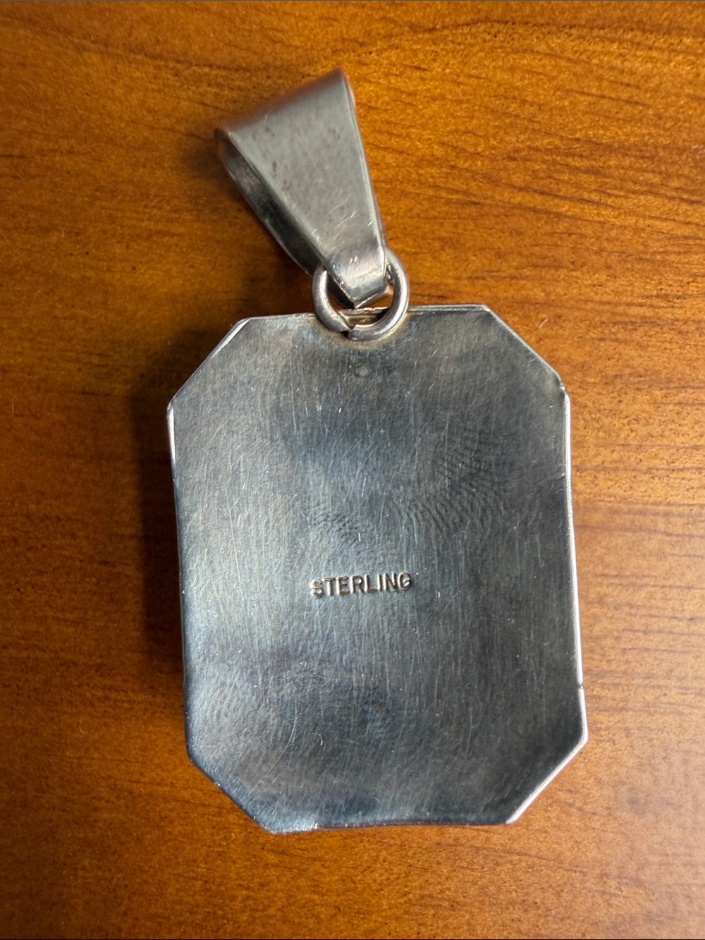 Vintage Sterling Silver Blue Stone Cabochon Pendant - Picture 2 of 7